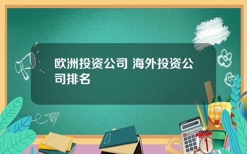 欧洲投资公司 海外投资公司排名